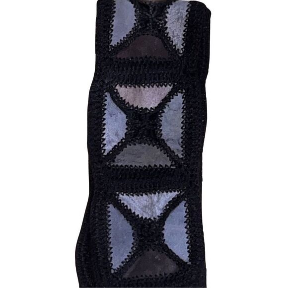 Vintage 1970s Sash Belt Leather Macrame Crochet Scarf - Picture 8 of 14